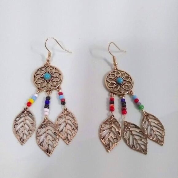 Dream Catcher Beaded Earrings - Picture 2 of 4